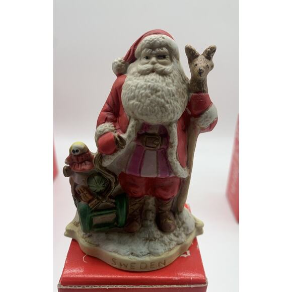 Vtg Hand Painted Porcelain Santas Of The Nations Figurine Lot Of 5 Original Box - Picture 5 of 6